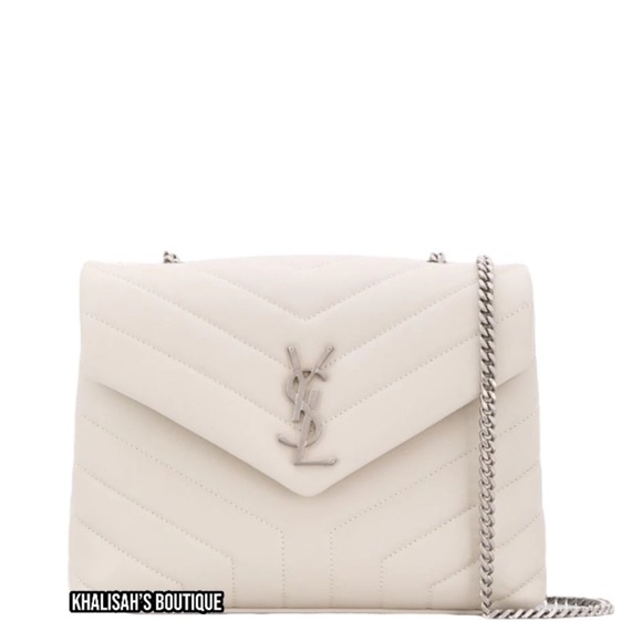 🤍Very Rare! YSL SAINT LAURENT LouLou Calfskin Y Quilted Monogram in Ivory Small - Picture 4 of 16